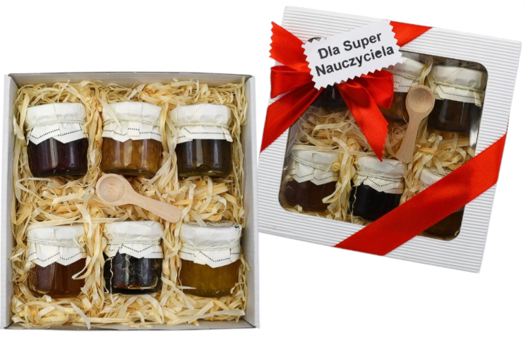 Prezent Zestaw Konfitur 6szt w pudełku zakończenie roku dla nauczycieli podziękowanie