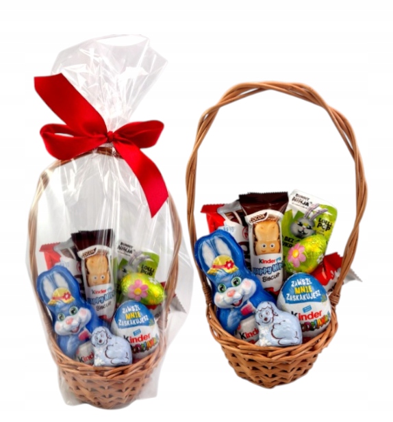 Zestaw Wielkanocny koszyk Kinder Jajko Królik 55g Słodycze Święta Wielkanoc