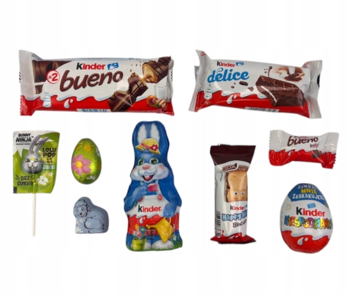 Zestaw Wielkanocny koszyk Kinder Jajko Królik 55g Słodycze Święta Wielkanoc