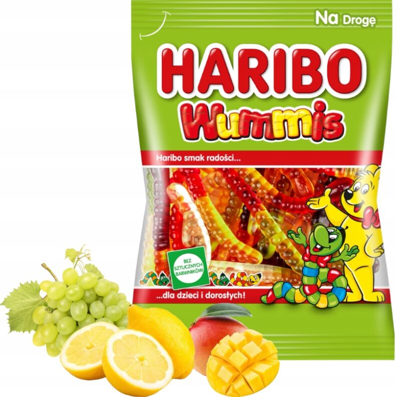 Haribo Wummis Żelki Owocowe Gąsienice Mix smaków Cytryna Mango Marakuja 85g