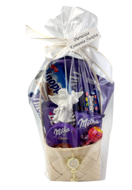 Kosz Prezentowy Zestaw Milka na Prezent Komunia komunię dziecka komunijnego prezent