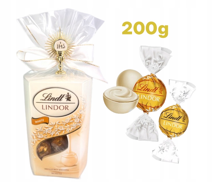 Pierwsza komunia św Lindt Lindor WHITE dla dzieci biały białej 200g komunię