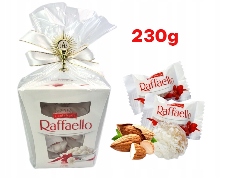 Pierwsza komunia św Raffaello 230g kokosowe bombonierka dziecka komunię