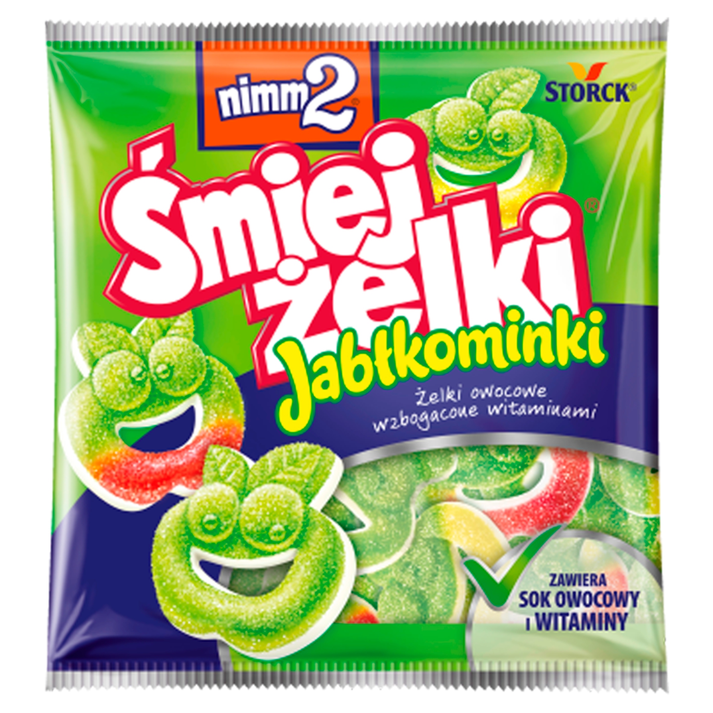Storck Nimm2 Śmiejżelki Jabłkominki Żelki Owocowe Pianki Jabłko Kwaśne 90g