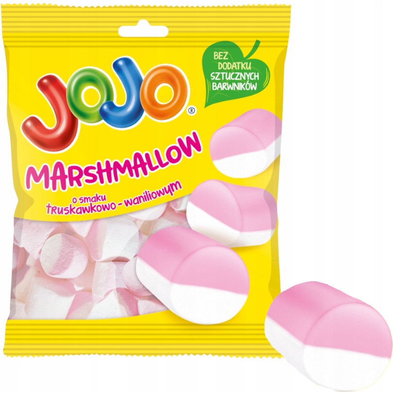 Nestle Pianki Jojo Marshmallow Mix smaków Truskawkowe Waniliowe Żelki 86g